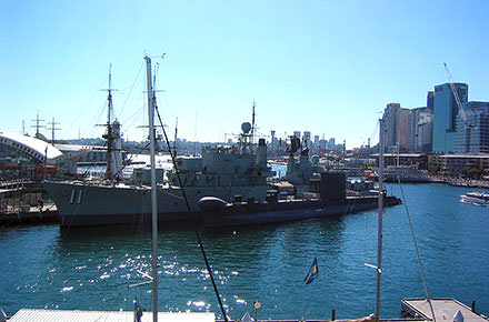 Battleship HMAS Vampire at the Maritime museum in Darling Harbour Sydney